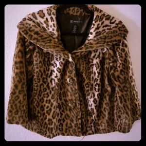 I.N.C,Faux Leopard print crop Coat